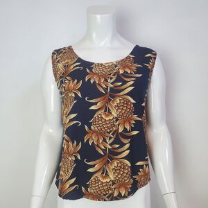 Vintage 90s Kisses & Hugs Navy Pineapple Tank Top